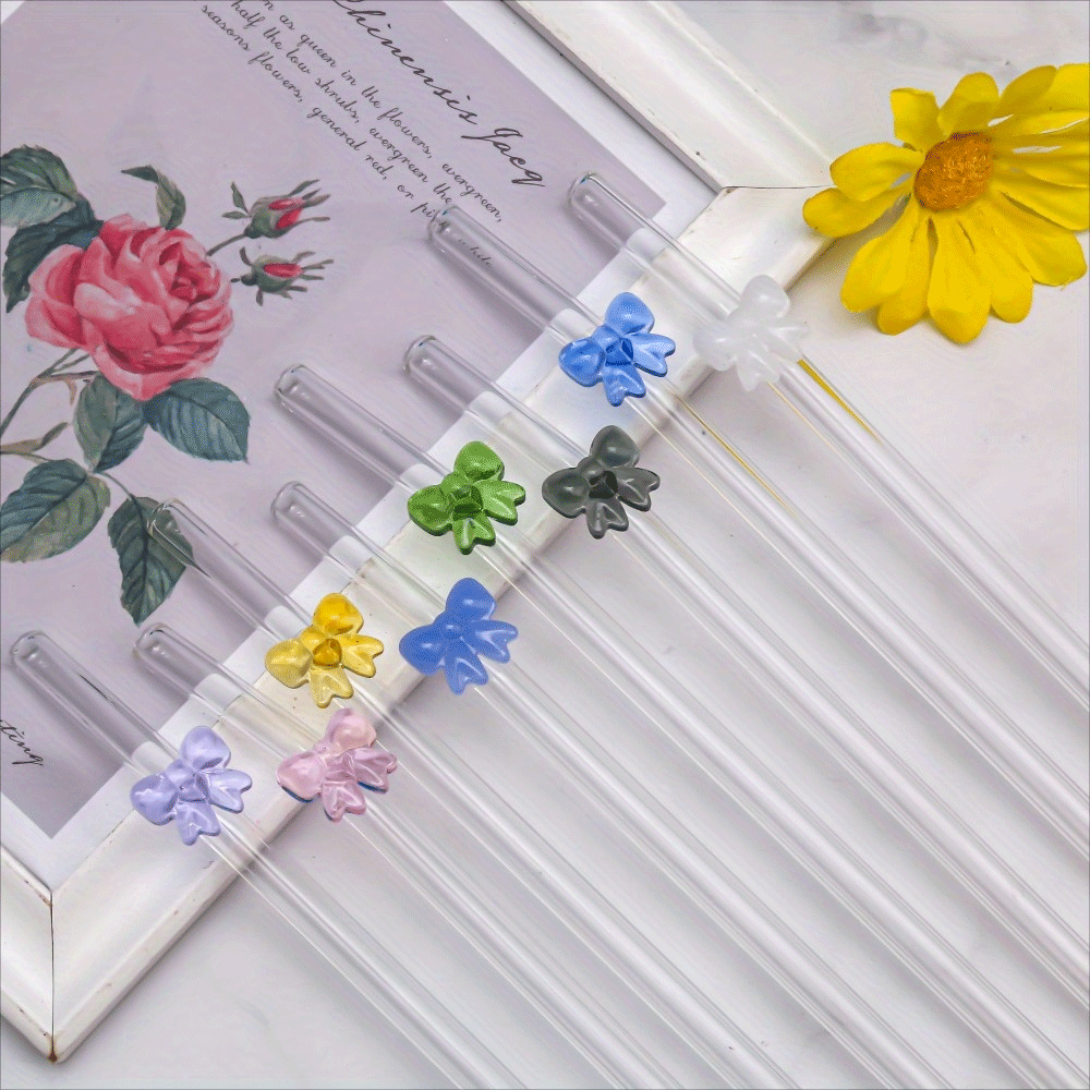 Eco-Friendly Glass Straw with Cute Bow Design