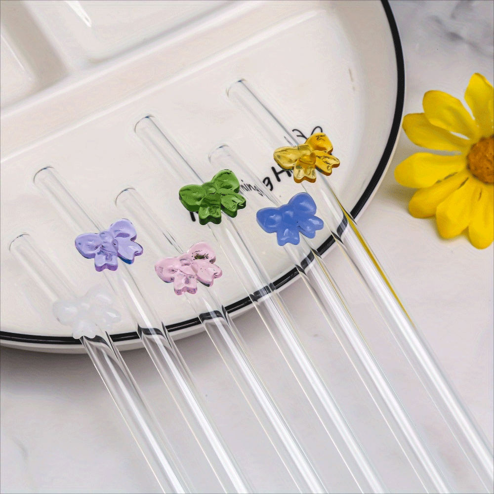 Eco-Friendly Glass Straw with Cute Bow Design
